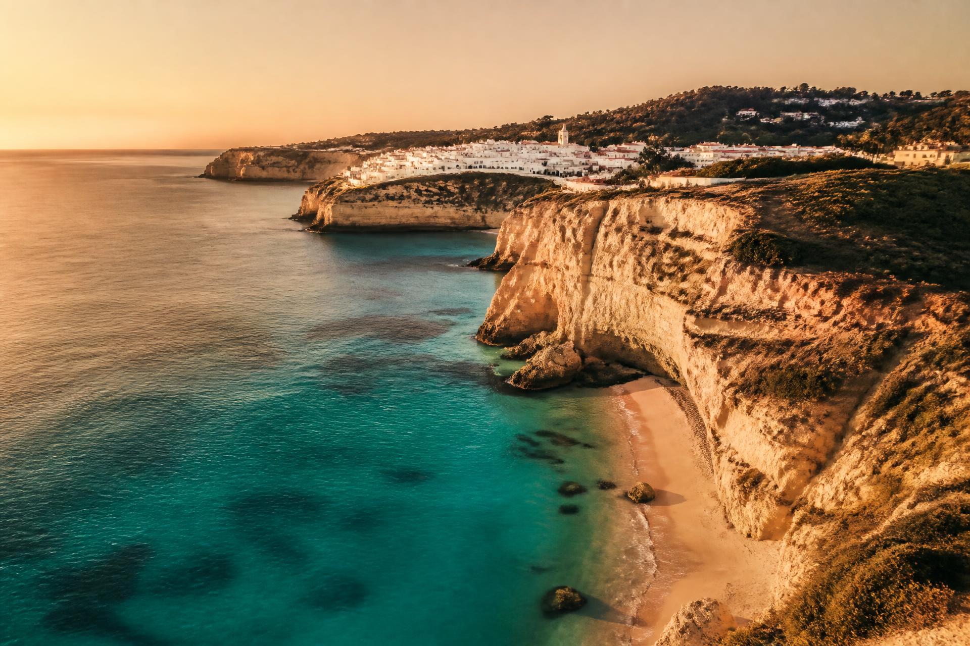 Mediterranean coastline at golden hour